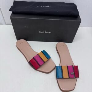 NEW PAUL SMITH Flat Leather Sandals Swirl Safia EU36/US6 Colorblock Resortwear